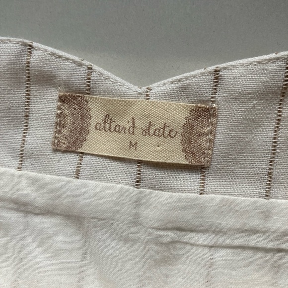 altar'd state Linen Blend Striped Mini Skirt Sz M Scalloped Hem Button Up Front - Picture 3 of 7
